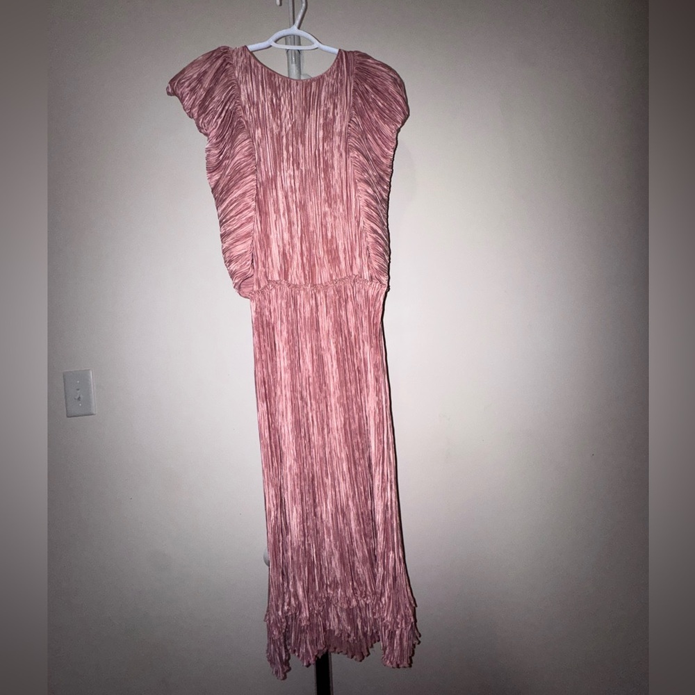 Vintage 1980s Mary McFadden Pleated Goddess Dress - Dusty Rose - Marii Fabric
